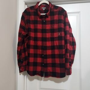 Eddie Bauer Red and Black Plaid Men's Shirt